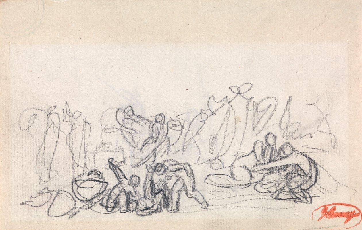 Grupa postaci, prawdopodobnie bawiące się kobiety i dzieci autorstwa George Romney