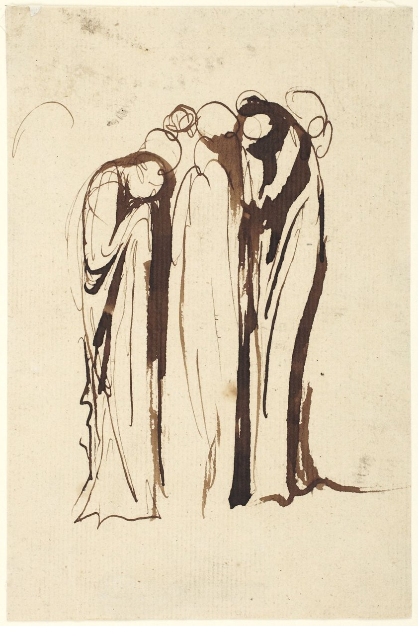 Grupa stojących postaci płaczących autorstwa George Romney