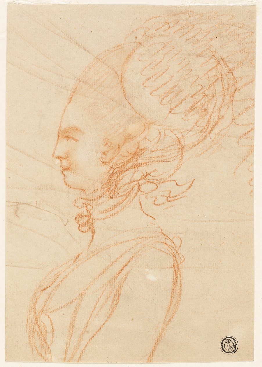 Portret w połowie długości profilu kobiety zwróconej w lewo autorstwa George Romney