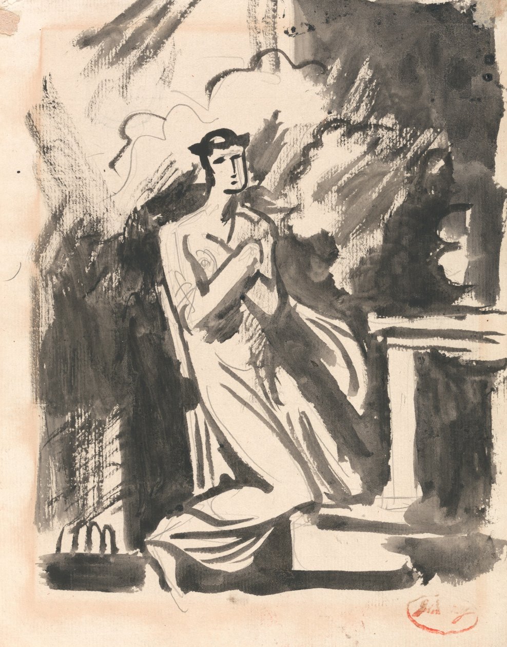 Ifigenia klęcząca przed ołtarzem autorstwa George Romney