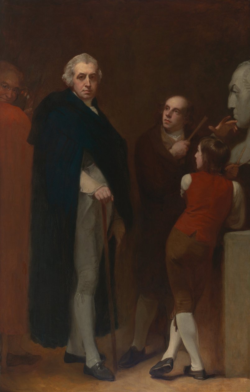 John Flaxman modeluje popiersie Williama Hayleya autorstwa George Romney