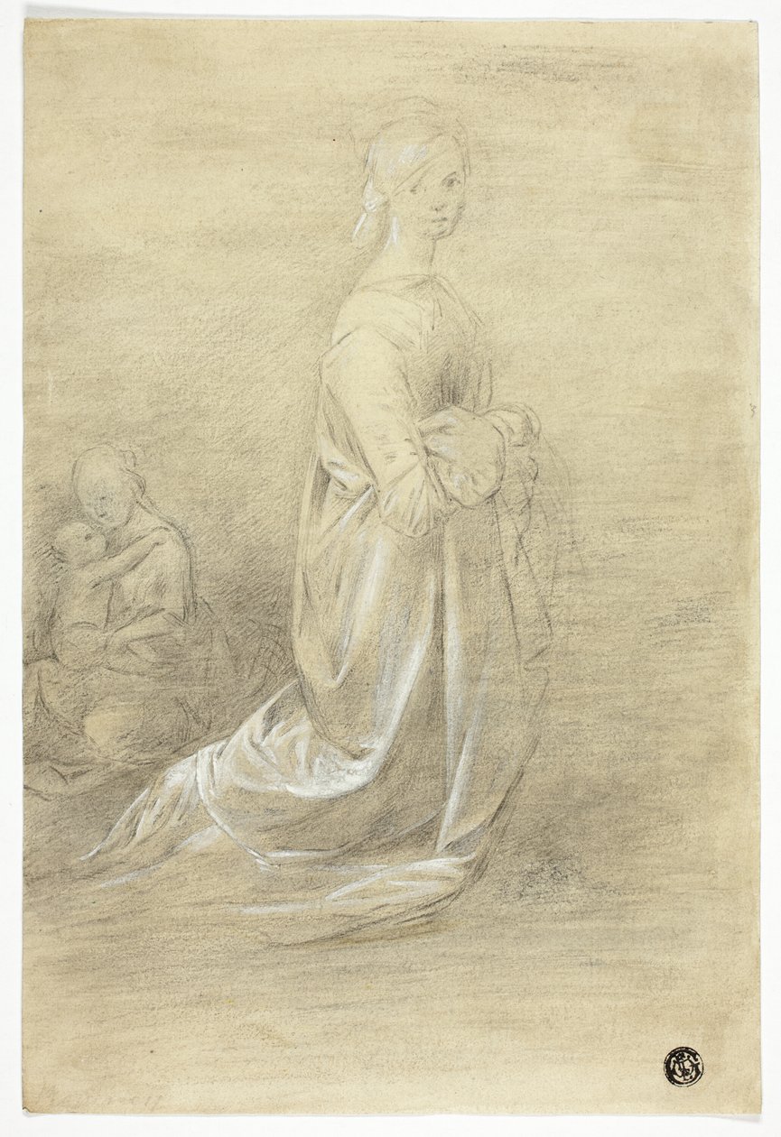 Klęcząca kobieta, siedząca matka i dziecko autorstwa George Romney