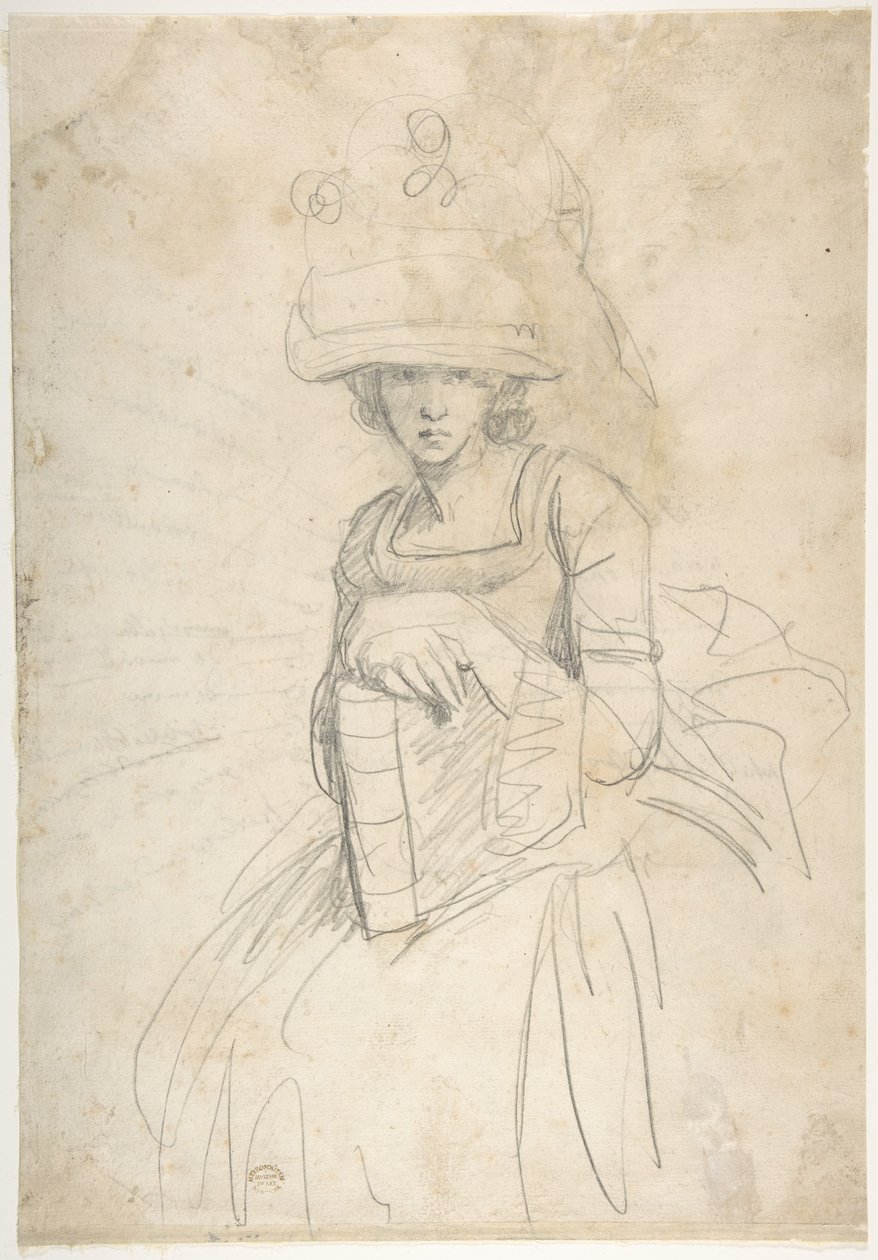 Dama trzymająca książkę (strona przednia); Schemat rozmieszczenia kolorów na palecie (strona tylna) autorstwa George Romney