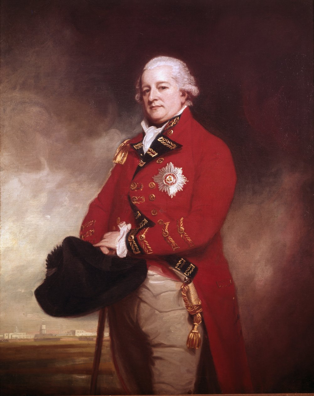Generał dywizji Sir Archibald Campbell z Inverneil i Ross KB, gubernator i głównodowodzący, Madras, 1790 autorstwa George Romney