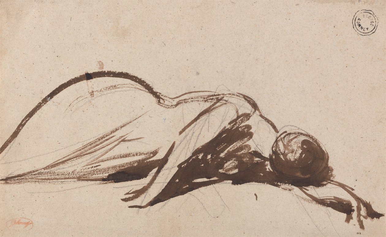 Kobieta leżąca na brzuchu autorstwa George Romney