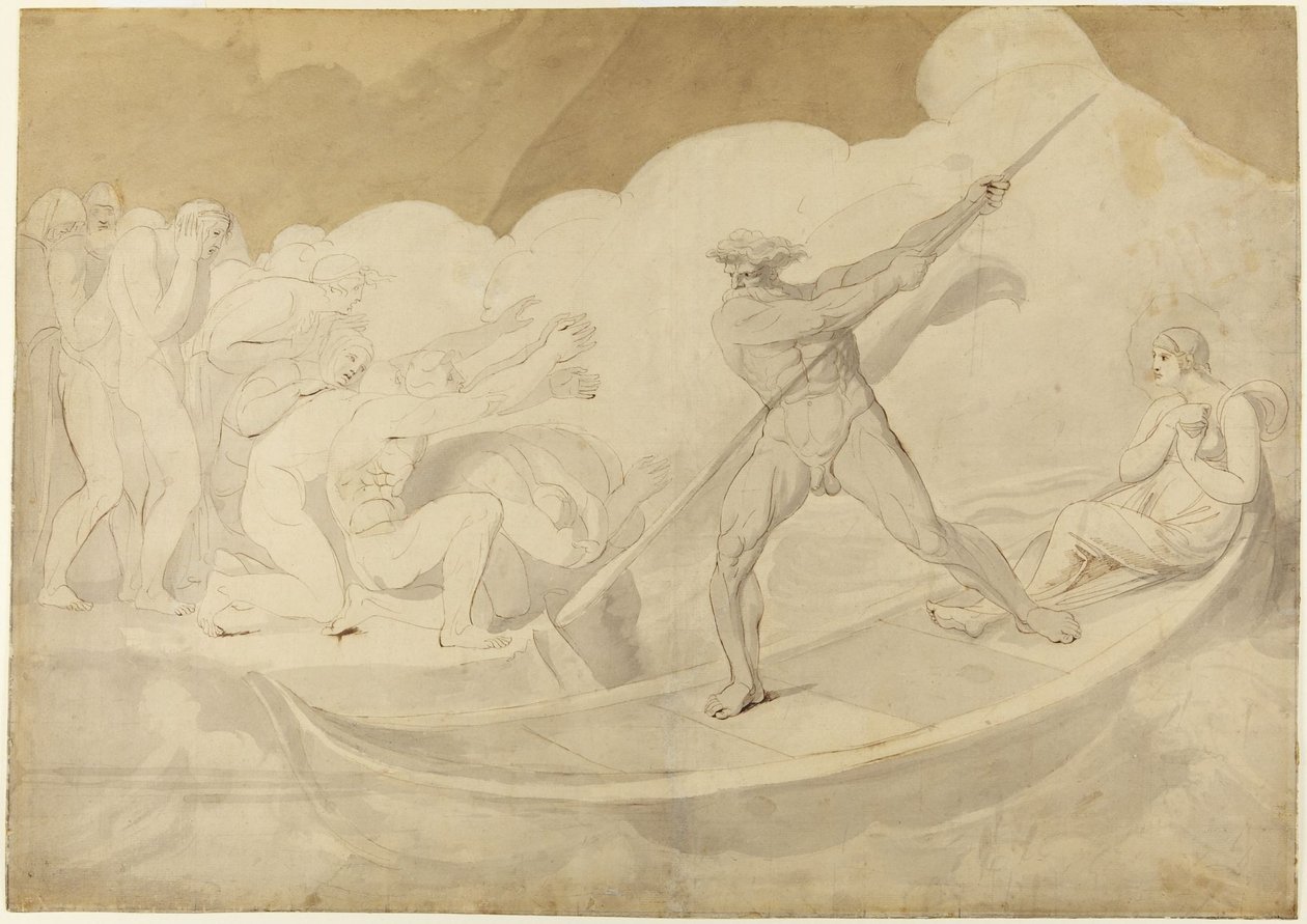 Psyche przeprawiona przez Styks – Apulejusz, „Złoty osioł”, VI, 18 autorstwa George Romney