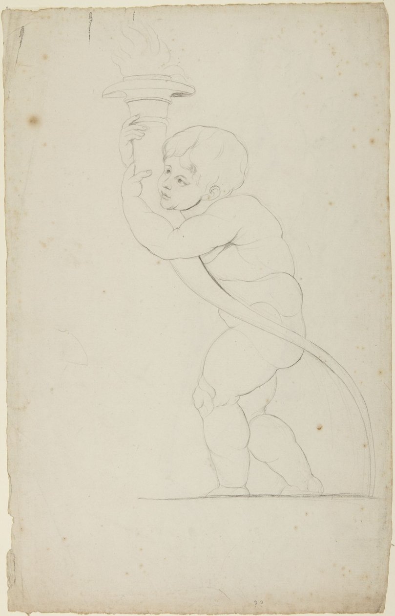Putto trzymające pochodnię autorstwa George Romney
