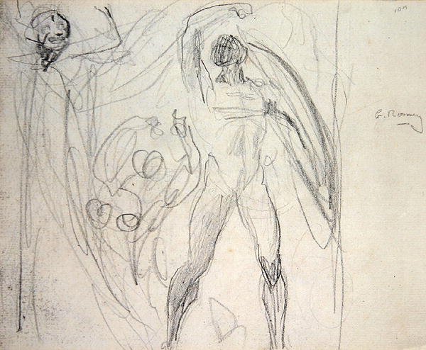 Szatan, grzech i śmierć (ołówek na papierze) autorstwa George Romney