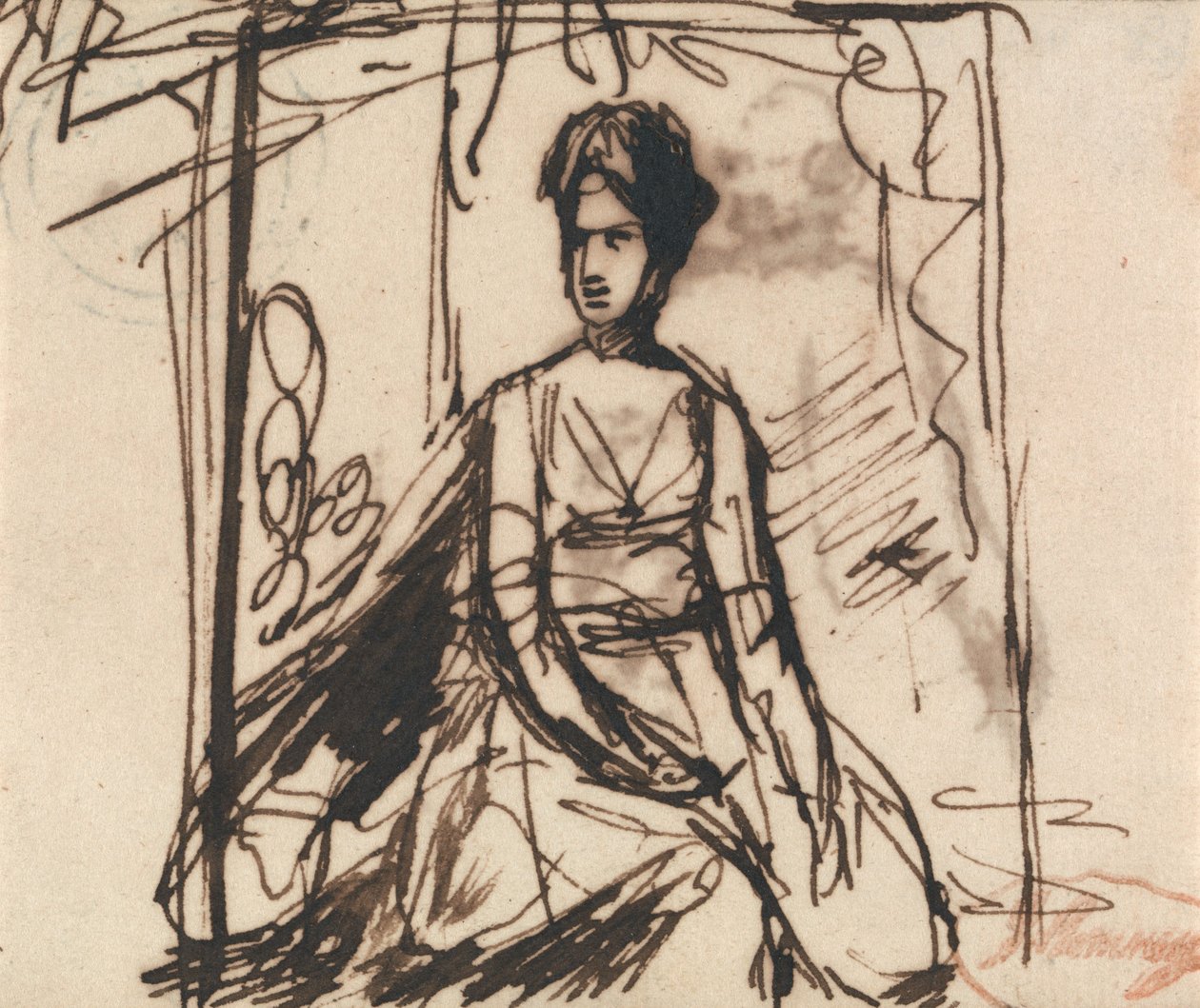 Siedząca kobieta, prawdopodobnie pani Harris autorstwa George Romney
