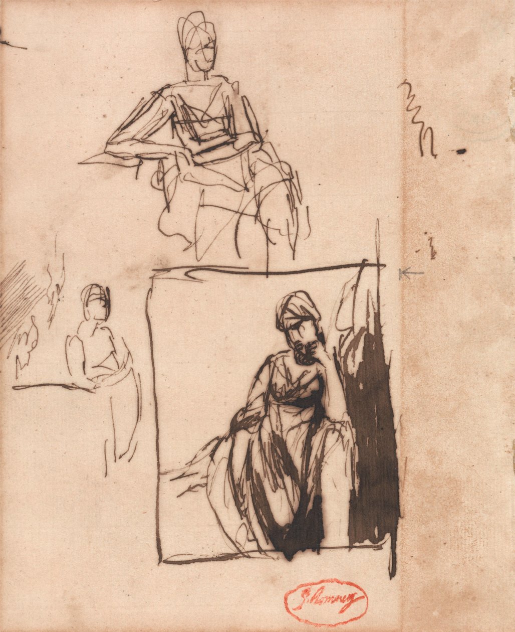 Siedząca kobieta: trzy pozy autorstwa George Romney