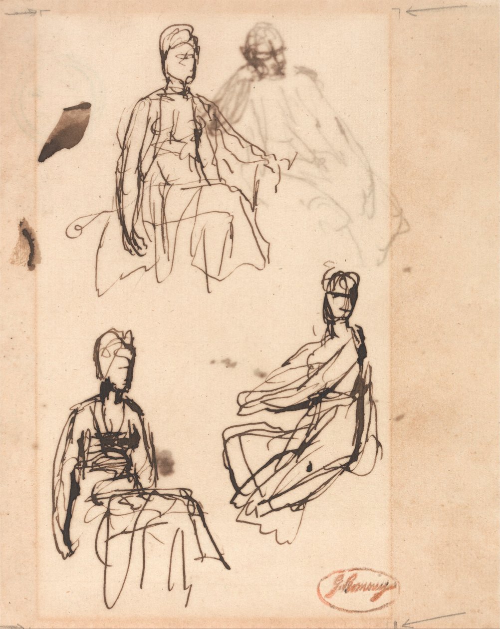 Siedząca kobieta: Trzy studia autorstwa George Romney