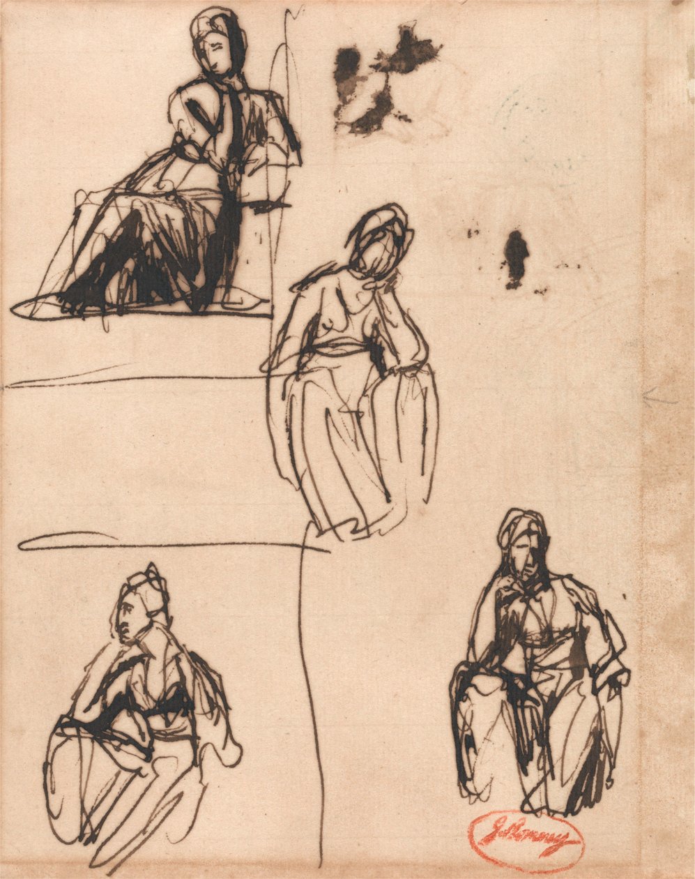 Kobieta siedząca i półklęcząca autorstwa George Romney