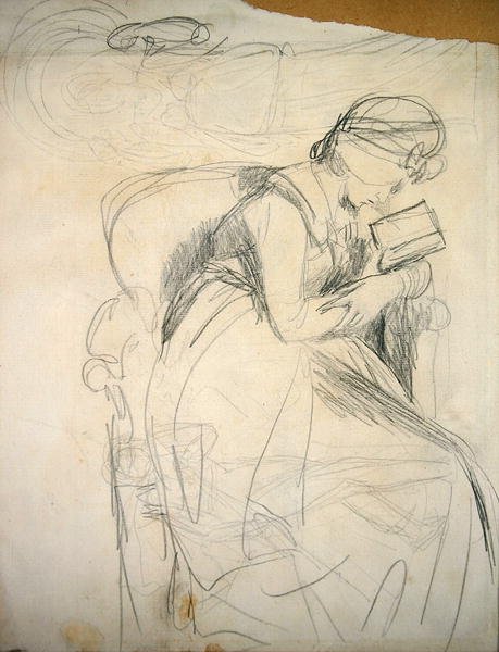 Serena Czytanie (ołówek na papierze) autorstwa George Romney