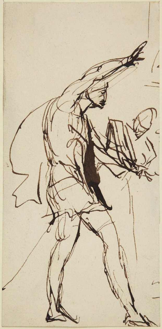 Szkic postaci Makbeta w scenie bankietu z dramatu „Makbet” autorstwa George Romney