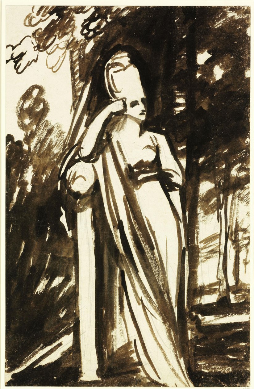 Kobieta stojąca przy steli autorstwa George Romney