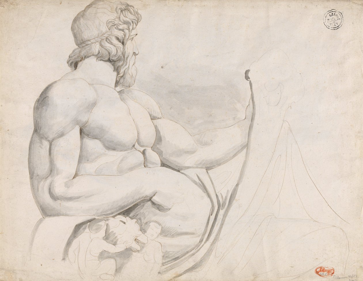 Badanie rzeźby bóstwa rzeki Tybru autorstwa George Romney