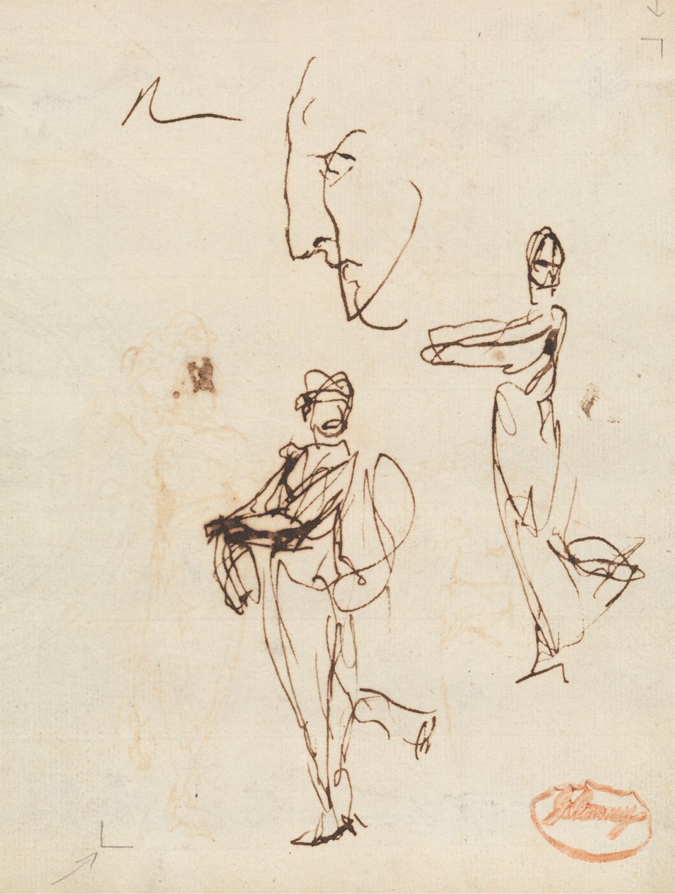 Studium dwóch postaci i twarzy autorstwa George Romney