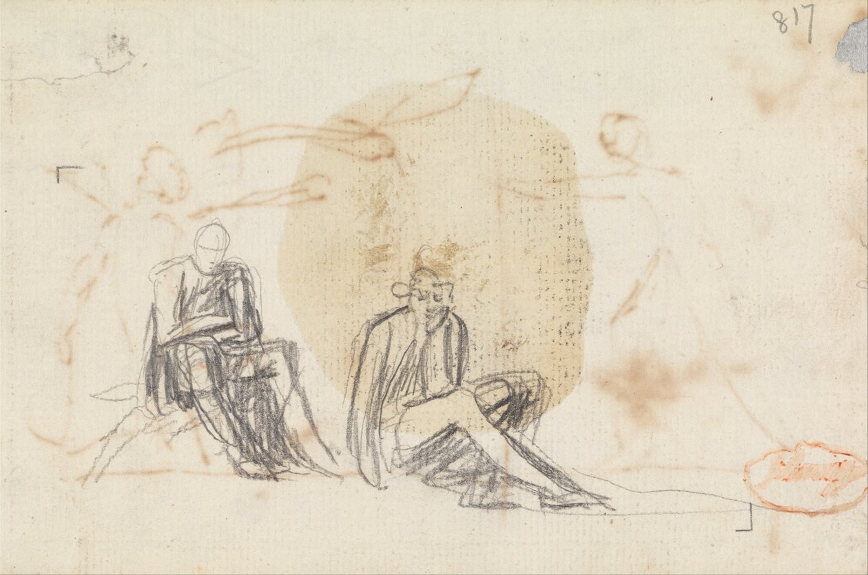 Studium dwóch siedzących postaci autorstwa George Romney