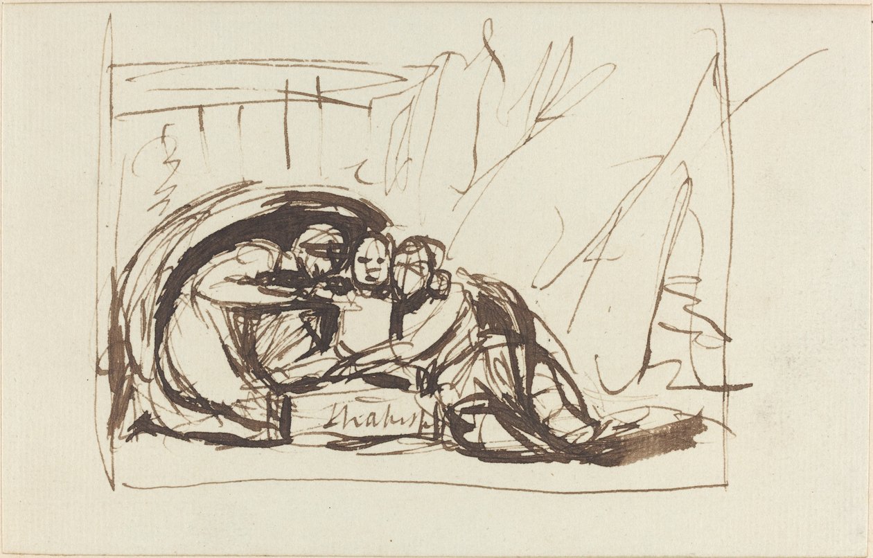 Niemowlę Szekspir wychowane przez komedię i tragedię autorstwa George Romney