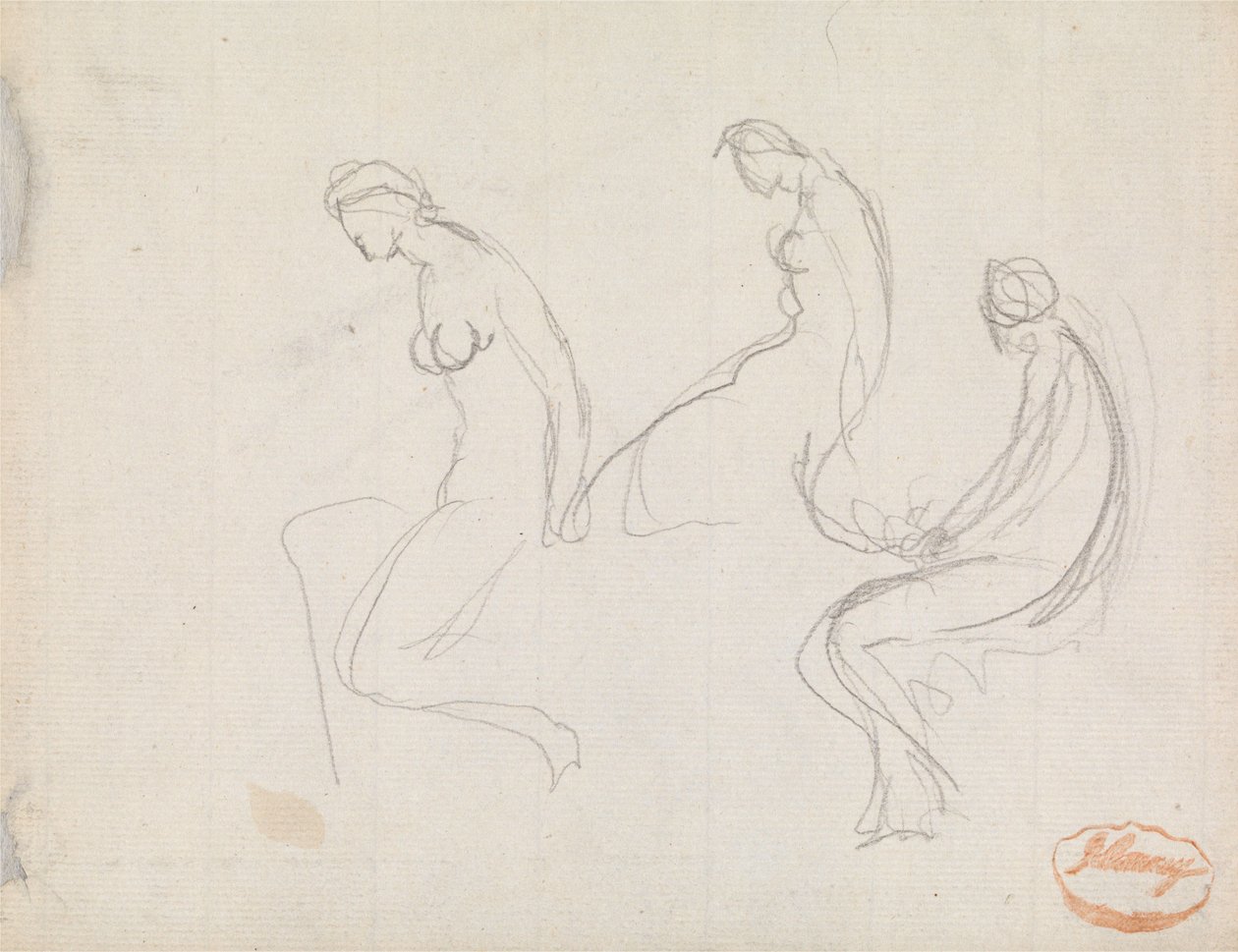 Trzy studia przedstawiające siedzącą kobietę autorstwa George Romney