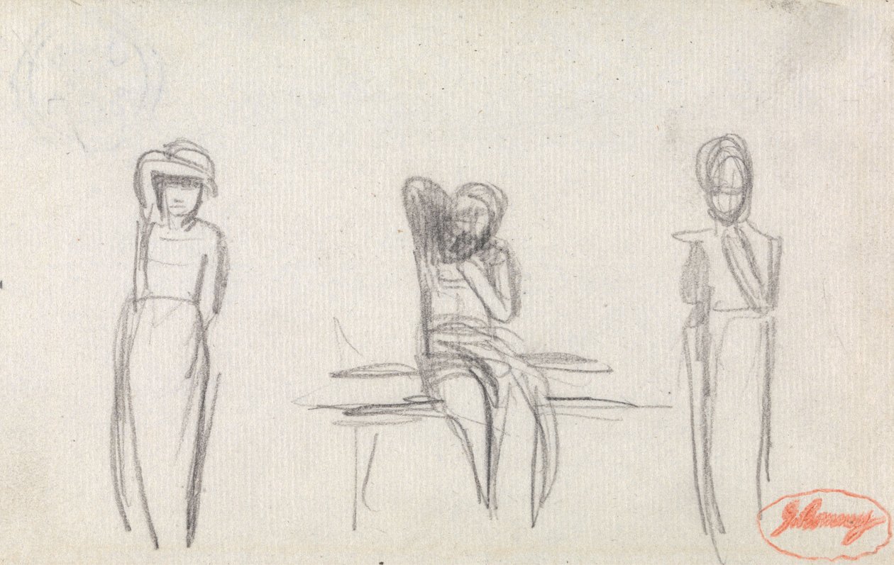 Trzy studium młodej dziewczyny autorstwa George Romney