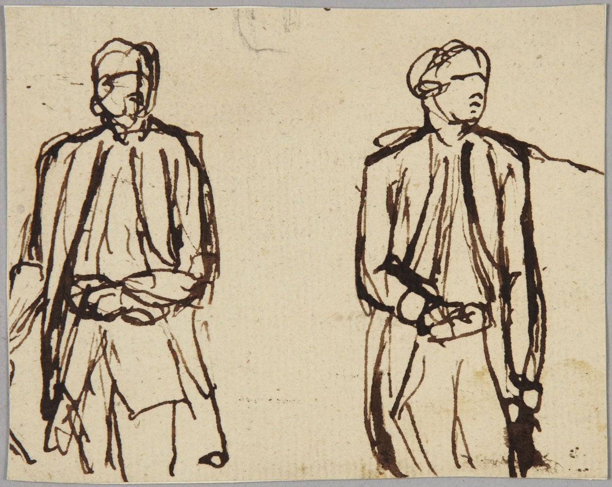Dwie stojące postacie męskie autorstwa George Romney