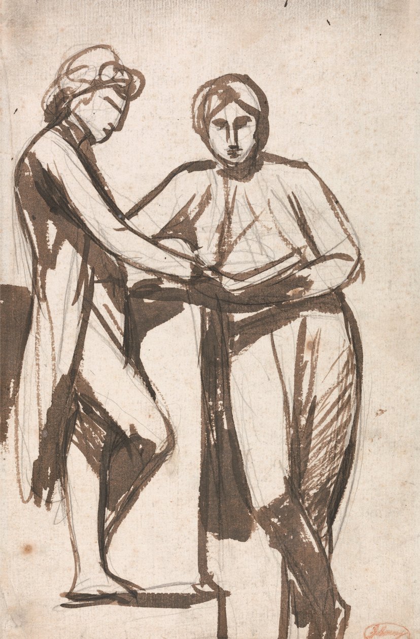 Dwóch stojących młodzieńców autorstwa George Romney