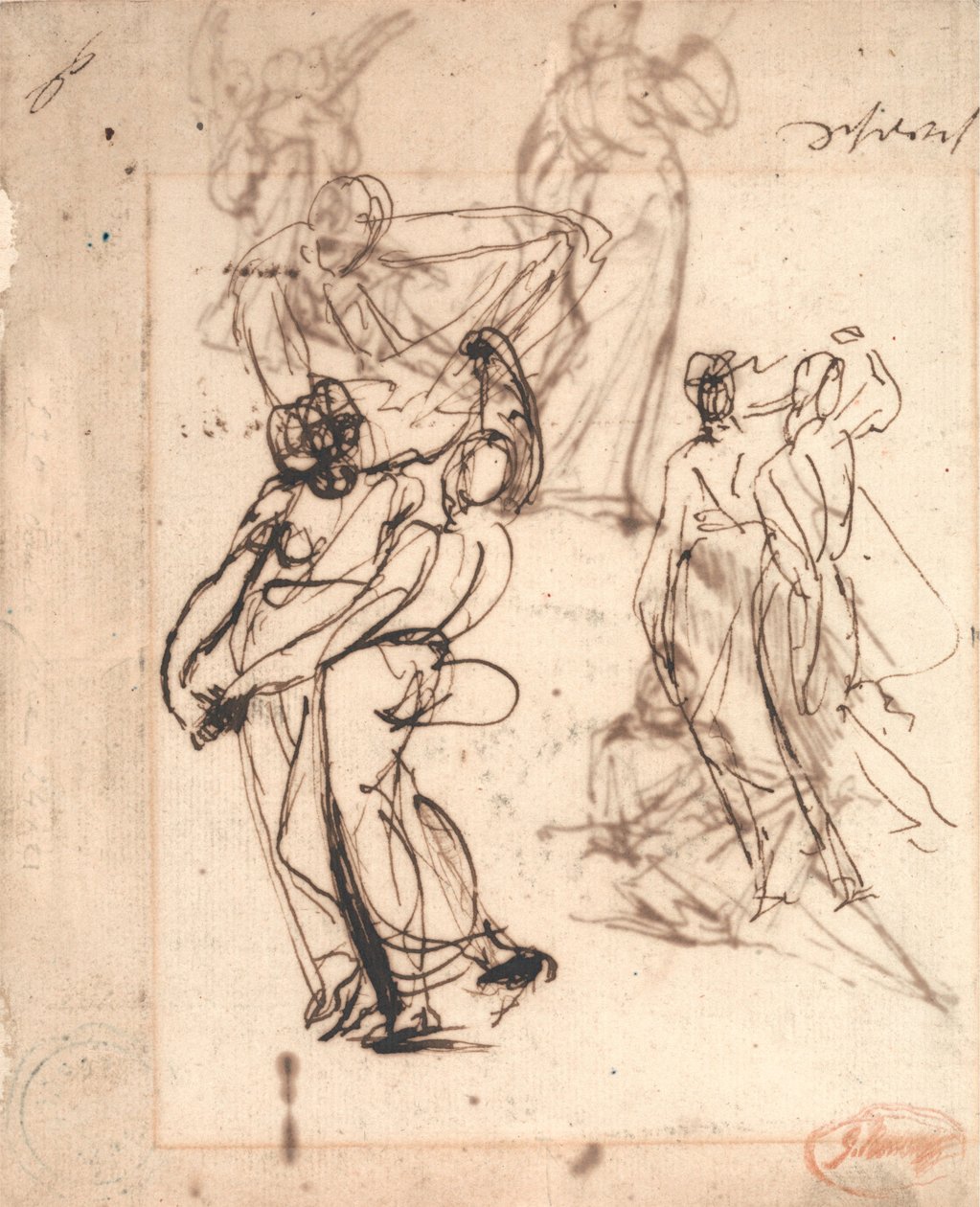Dwa studia przedstawiające tańczące pary autorstwa George Romney