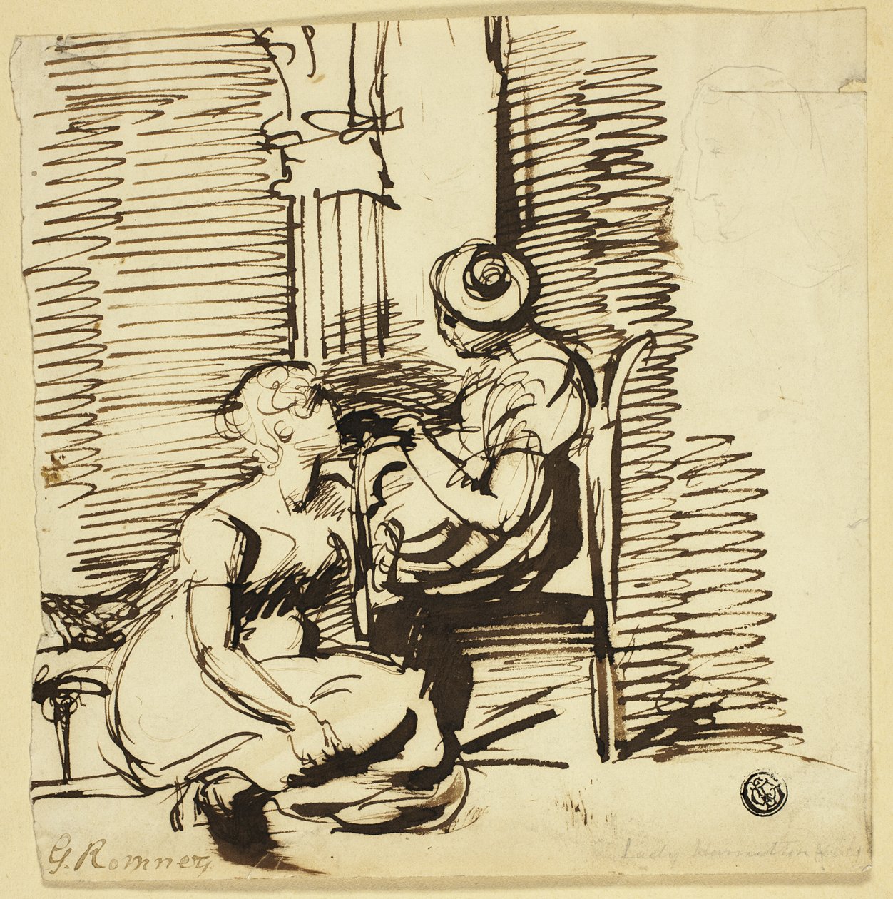 Dwie kobiety we wnętrzu autorstwa George Romney