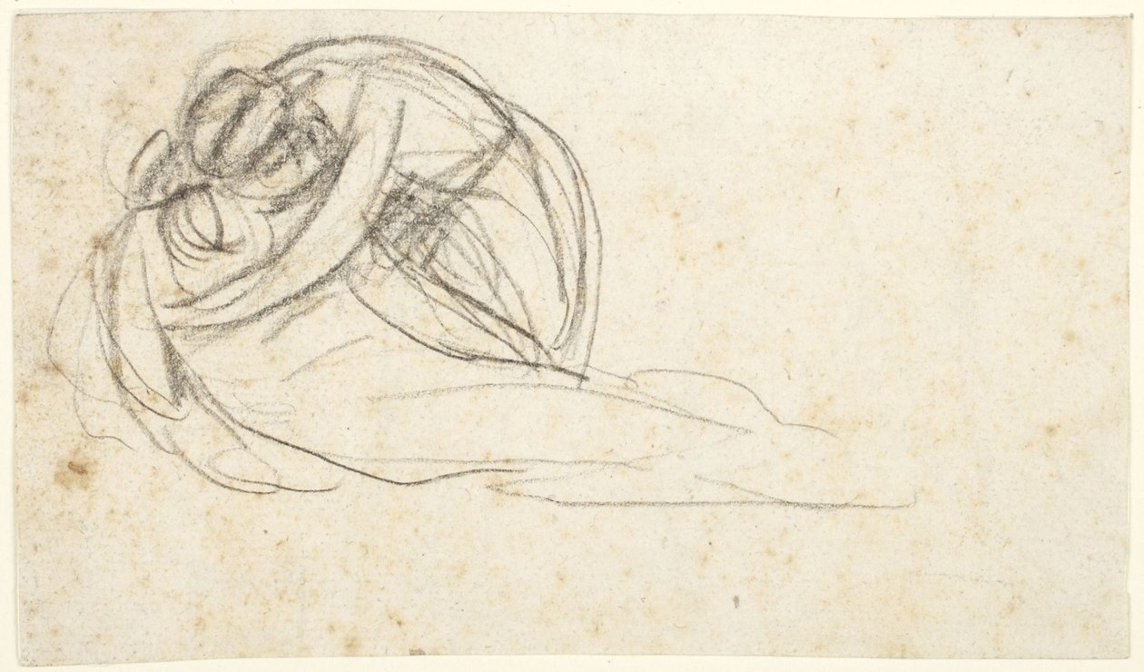 Kobieta obejmująca postać w pozycji leżącej (na odwrocie: dolna część dwóch stojących postaci) autorstwa George Romney