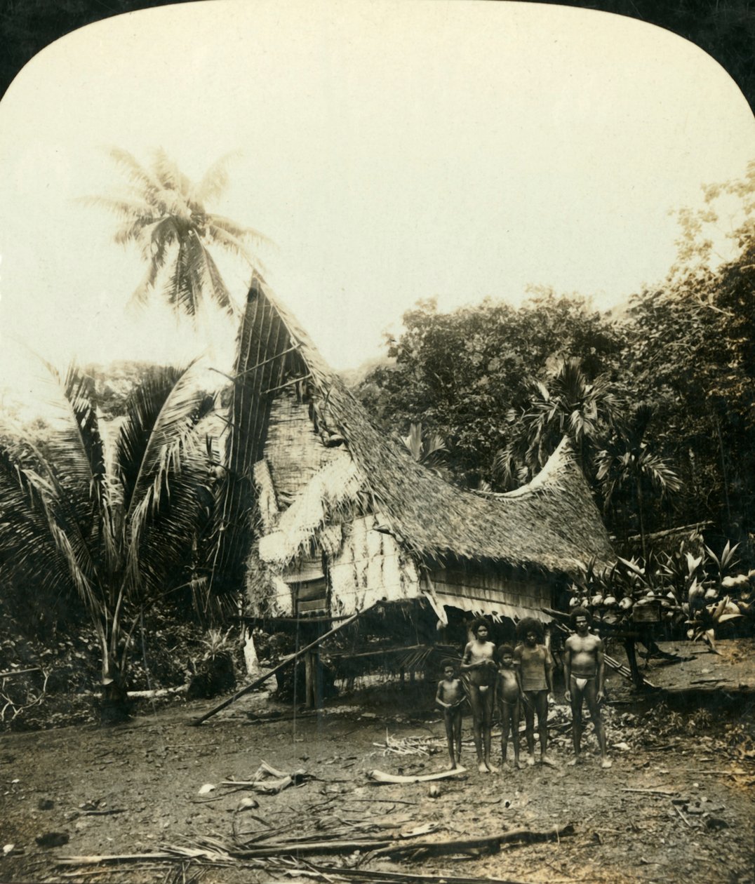 A rodzima chata, Sariba, Nowa Gwinea Brytyjska, ok. 1909. autorstwa George Rose