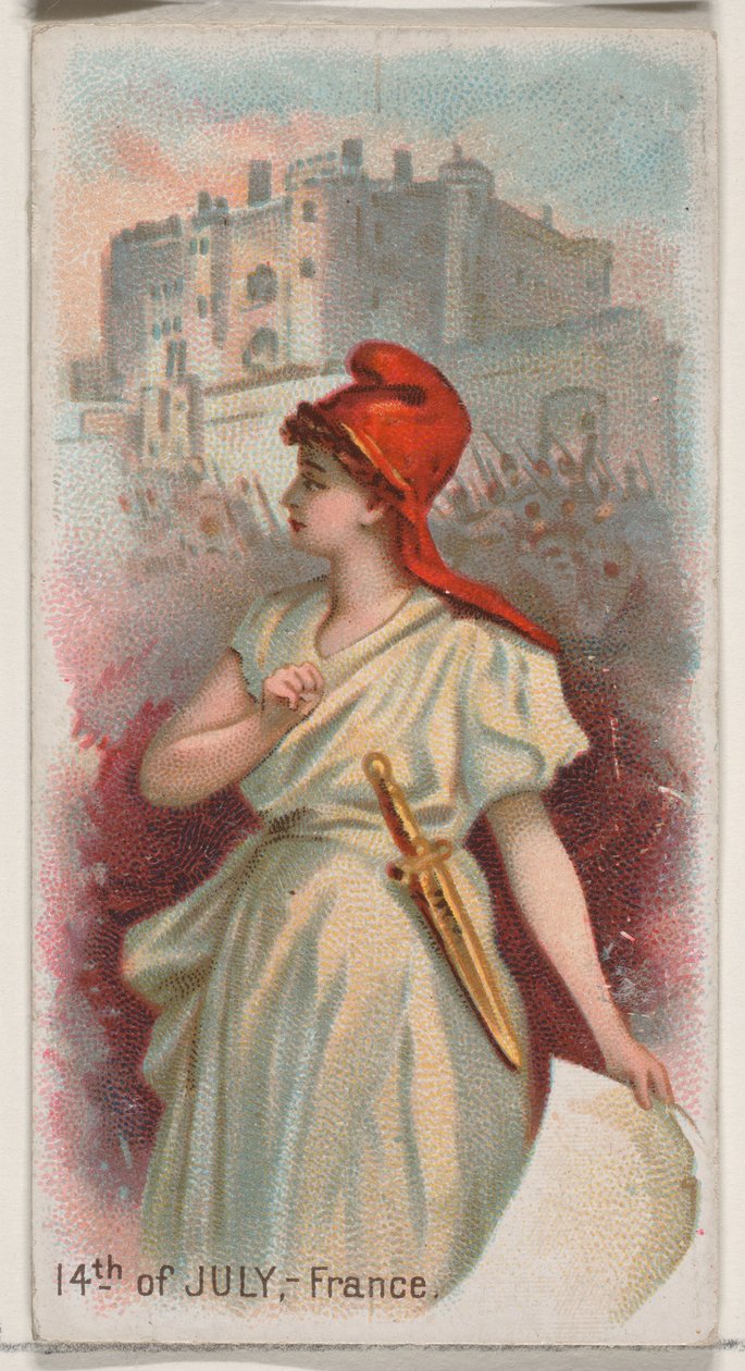 14 lipca, Francja, z serii Holidays N80 na papierosy marki Duke, 1890., 1890. autorstwa George S. Harris and Sons