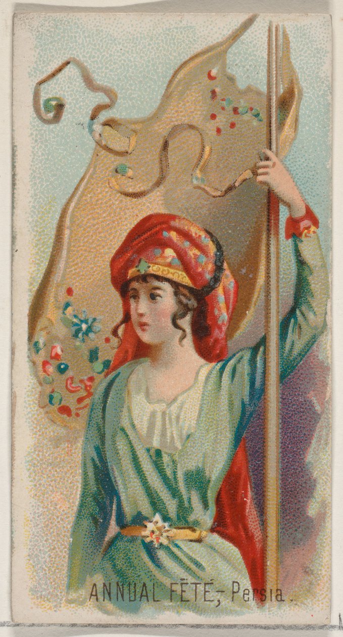 Festyn roczny, Persja, z serii Holidays N80 na papierosy marki Duke, 1890., 1890. autorstwa George S. Harris and Sons