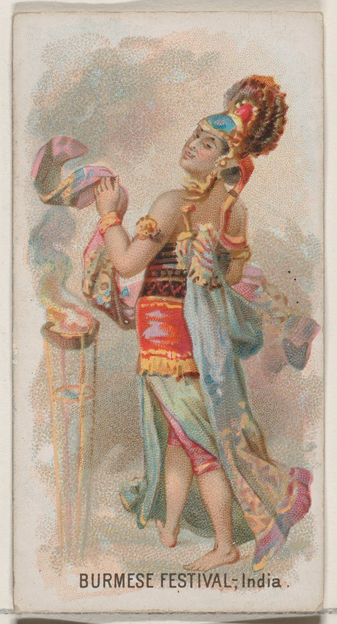 Birmański Festiwal, Indie, z serii Holidays N80 dla papierosów marki Duke, 1890., 1890. autorstwa George S. Harris and Sons