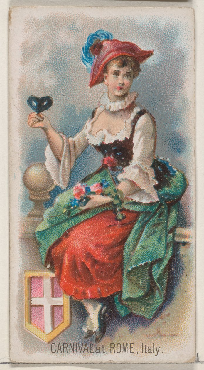 Karnawał w Rzymie, Włochy, z serii Holidays N80 dla papierosów marki Duke, 1890., 1890. autorstwa George S. Harris and Sons