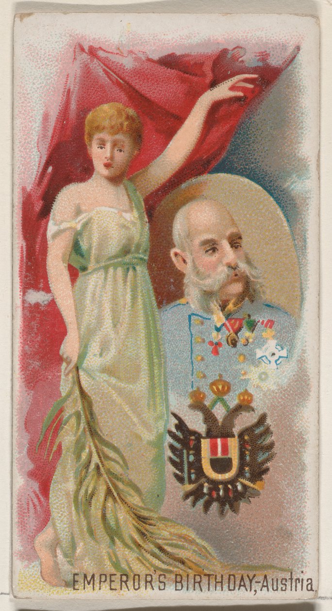 Urodziny cesarza, Austria, z serii Holidays N80 na papierosy marki Duke, 1890., 1890. autorstwa George S. Harris and Sons