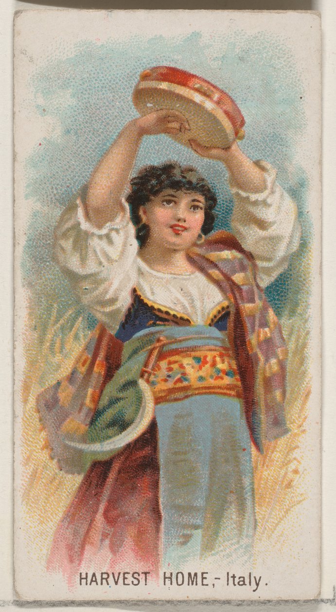 Harvest Home, Włochy, z serii Holidays N80 dla papierosów marki Duke, 1890., 1890. autorstwa George S. Harris and Sons