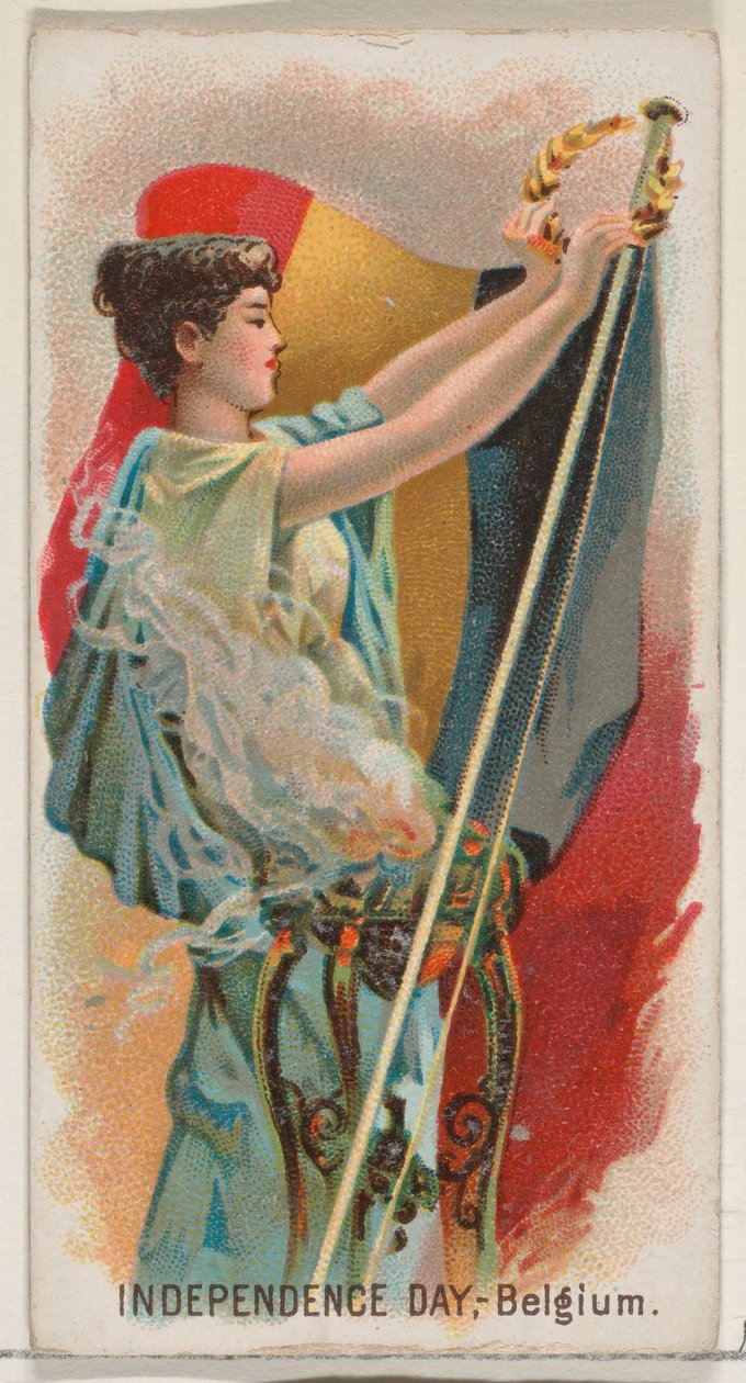 Dzień Niepodległości, Belgia, Austria, z serii Święta N80 dla papierosów marki Duke, 1890. autorstwa George S. Harris and Sons