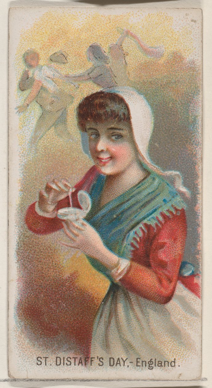 Dzień Świętego Distaffa, Anglia, z serii Holidays N80 za papierosy marki Duke, 1890., 1890. autorstwa George S. Harris and Sons