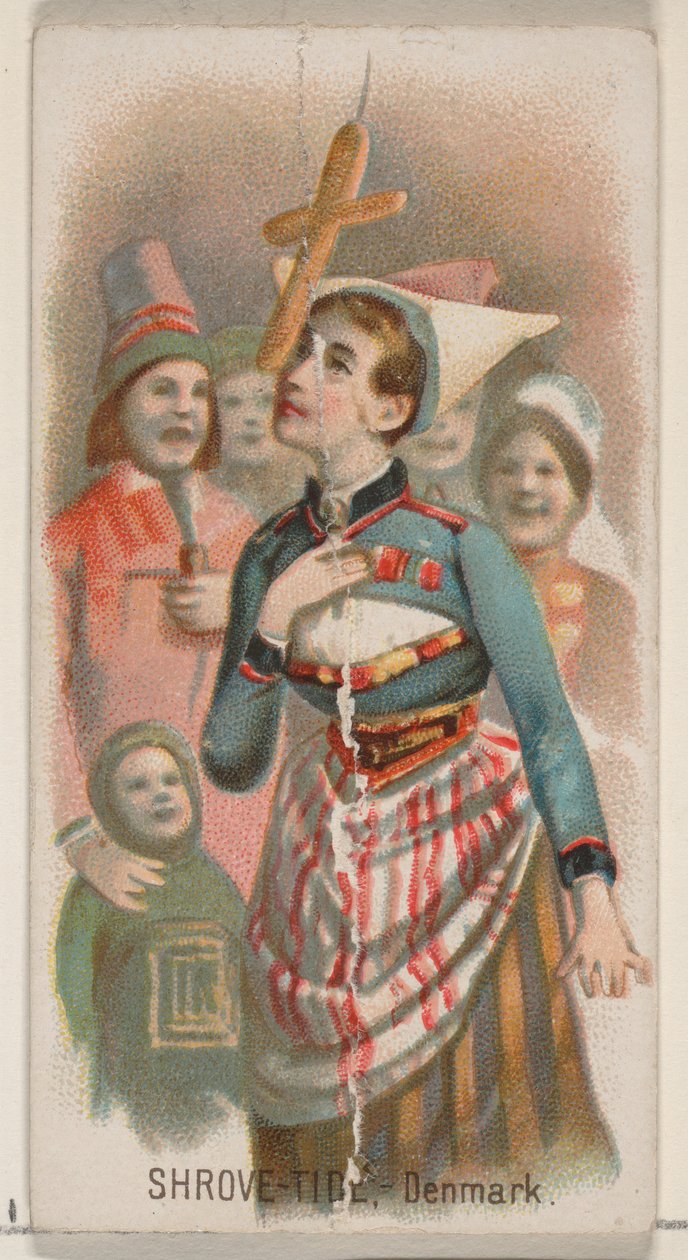 Shrove-Tide, Dania, z serii Holidays N80 dla papierosów marki Duke, 1890., 1890. autorstwa George S. Harris and Sons