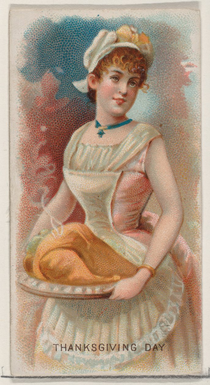 Święto Dziękczynienia, Stany Zjednoczone, z serii Holidays N80 za papierosy marki Duke,..., 1890. autorstwa George S. Harris and Sons
