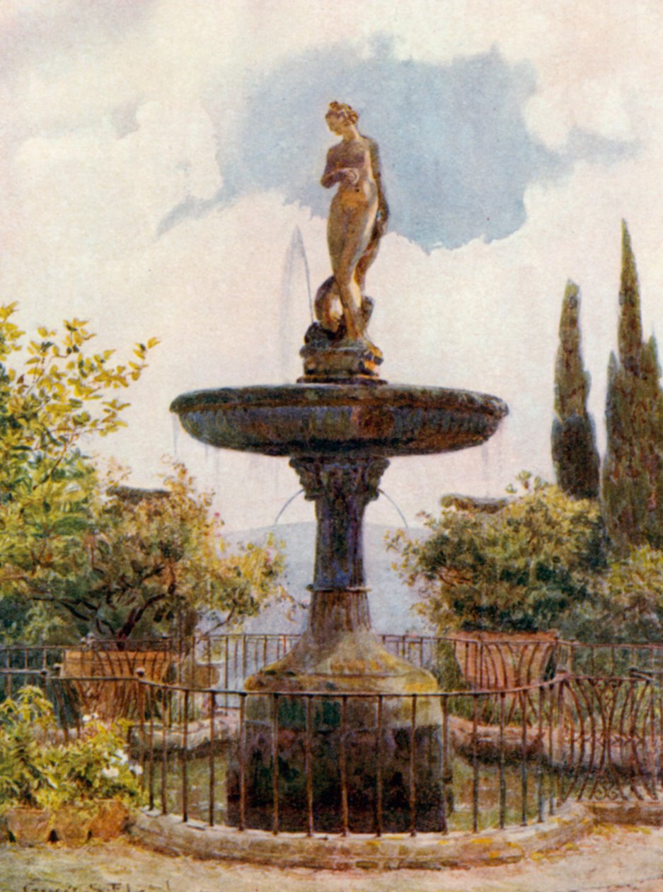 Szlachetna fontanna (kolorowa litografia) autorstwa George Samuel Elgood