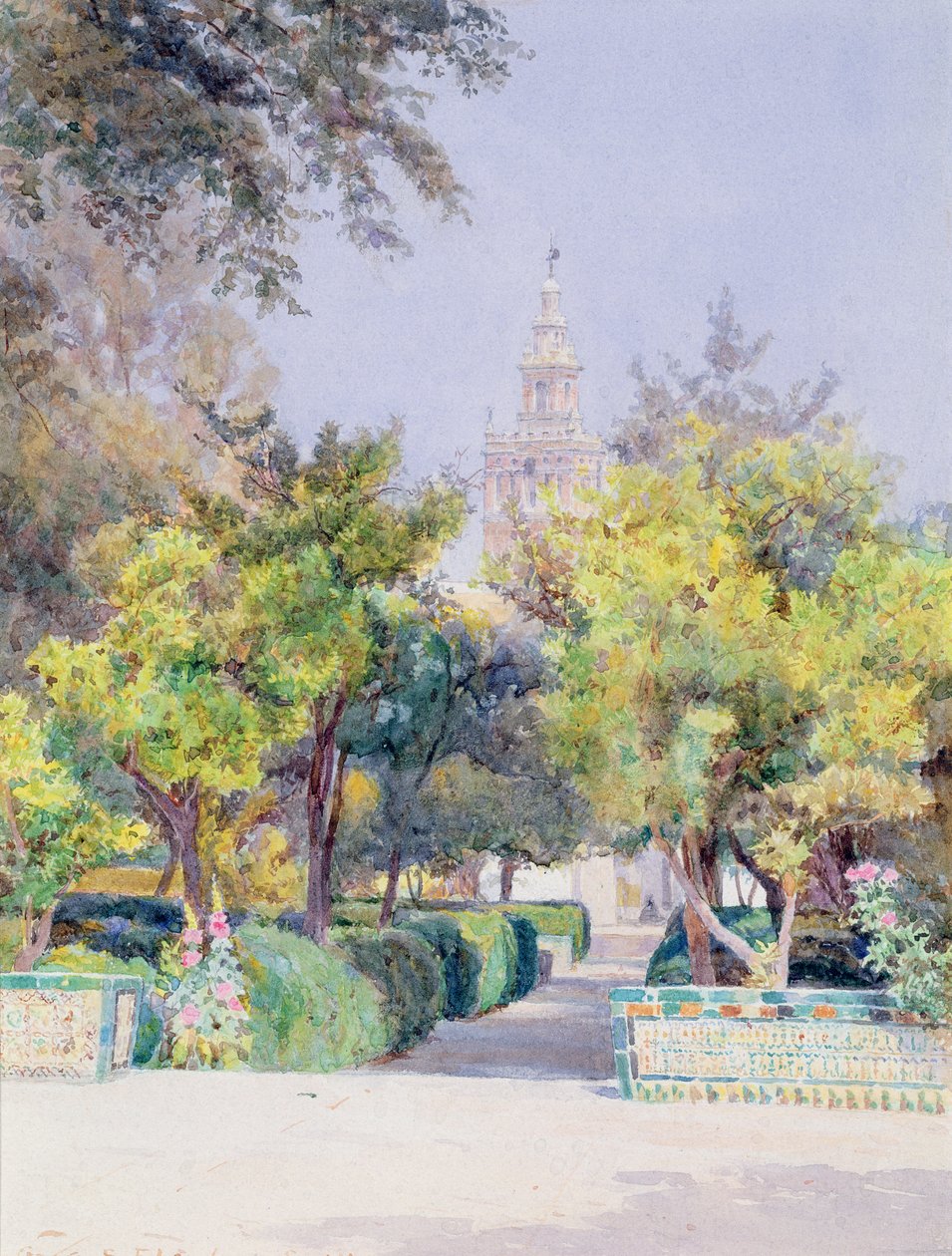 W ogrodzie Alcazar, Sewilla, 1893 autorstwa George Samuel Elgood