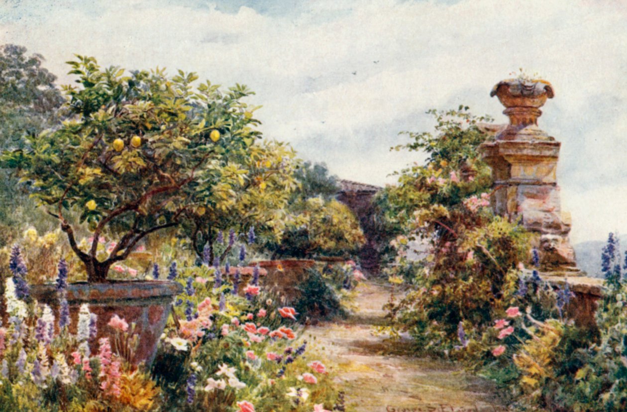 Nasz toskański ogród (kolorowa litografia) autorstwa George Samuel Elgood