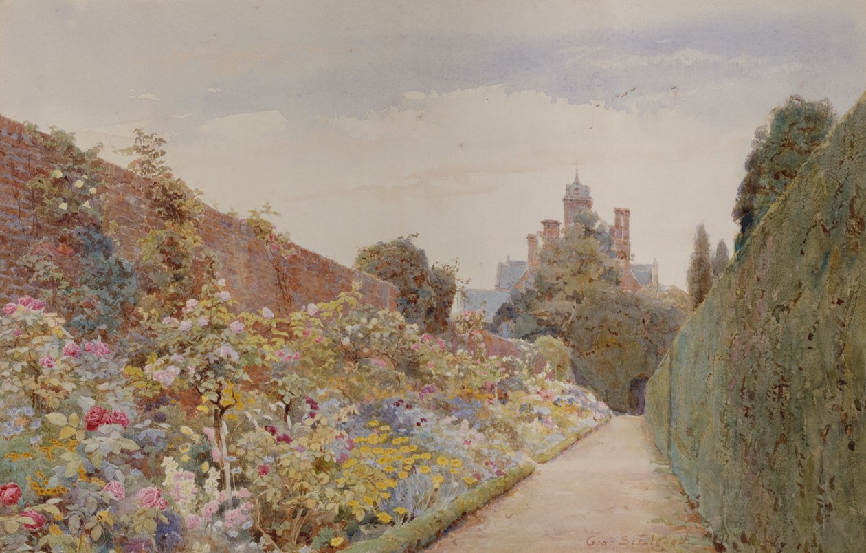 Spacer po Różach w Mynthurst, ok.1940 (ołówek i akwarela) autorstwa George Samuel Elgood