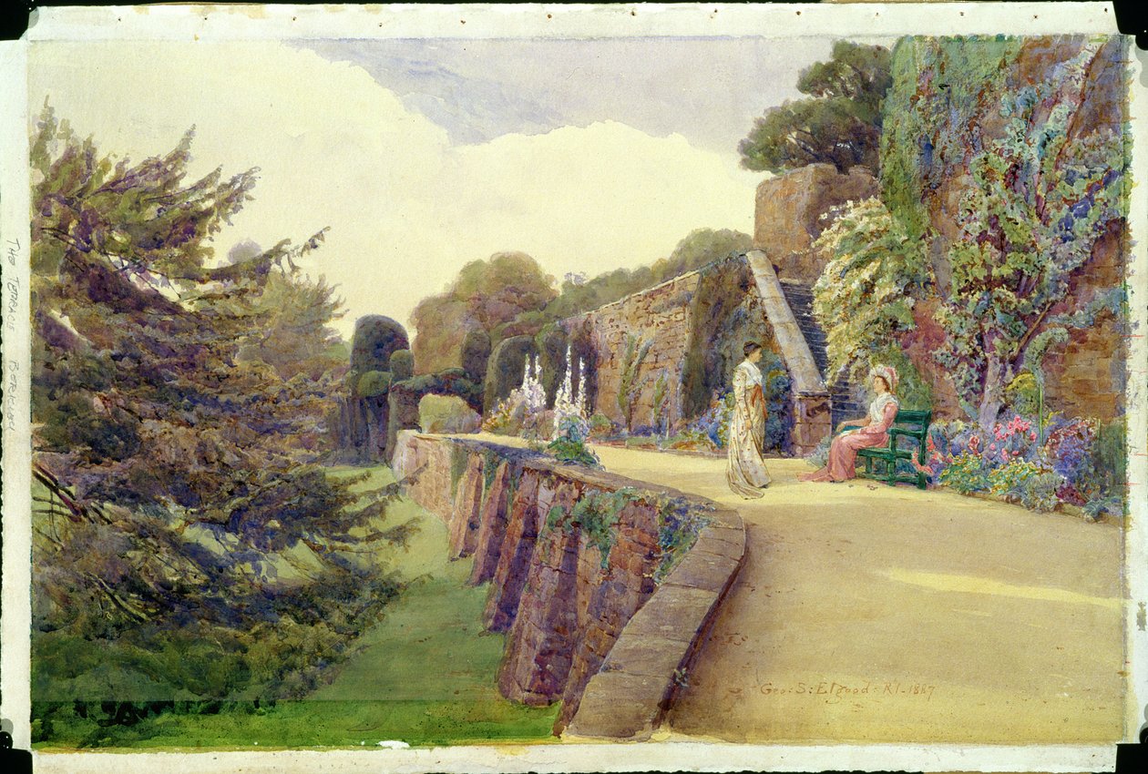 Taras w zamku Berkeley, Gloucestershire, 1887 autorstwa George Samuel Elgood