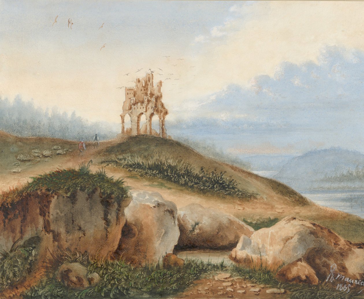 Krajobraz z fantastycznym zamkiem, 1865. autorstwa George Sand