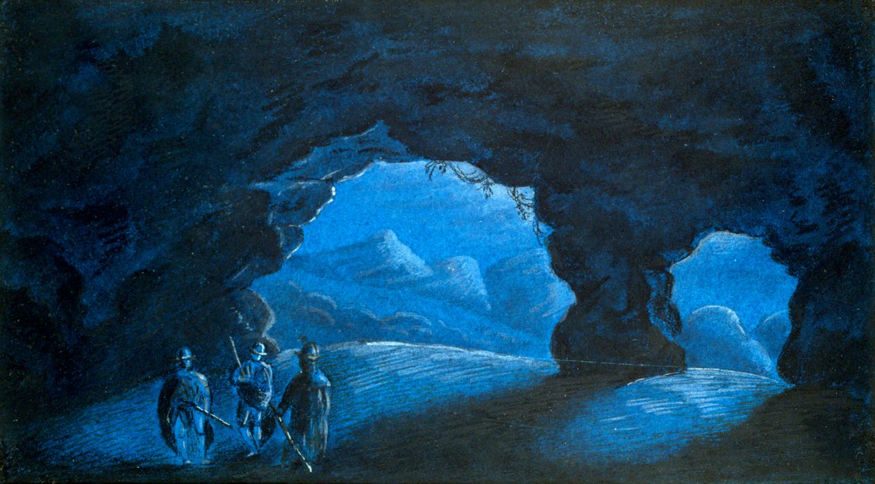 Trzy osoby w jaskini w górach, 1825 autorstwa George Sand