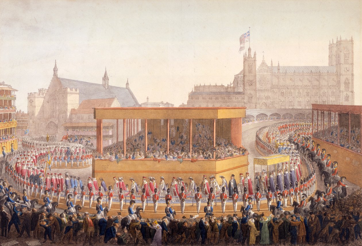 Procesja koronacyjna króla Jerzego IV, Westminster, Londyn, 10 lipca 1821 r autorstwa George Scharf