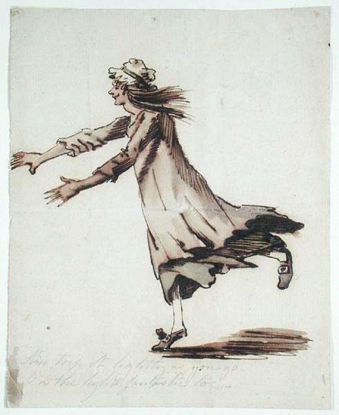 „I Trip it Lightly As You Go” (pióro i tusz i pranie na papierze) autorstwa George Shepheard